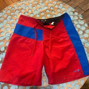 Oakley Red and Blue Men's Swim Trunks